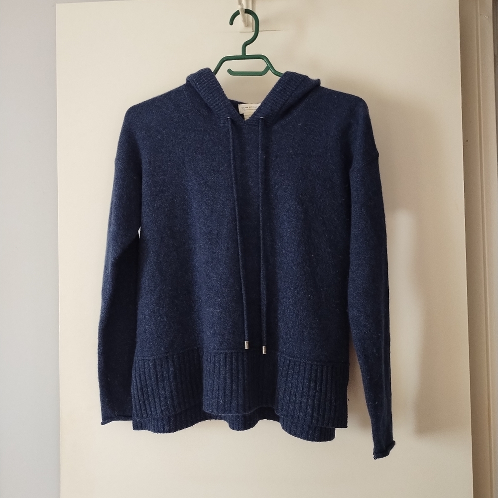 CLUB MONACO 100% Cashmere Blue Hoodie Pullover XS